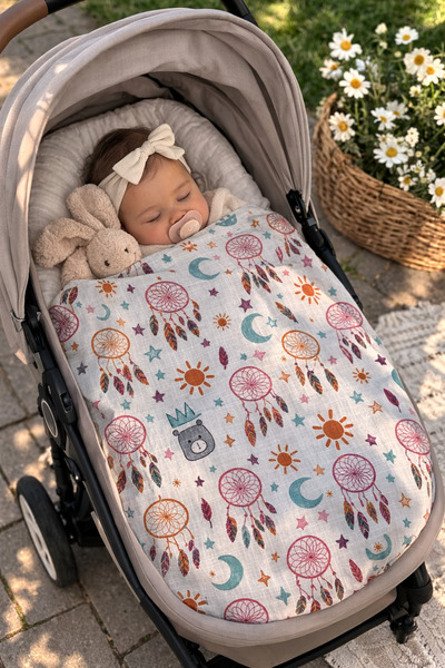 KAİBAL Muslin Baby Blanket Set 120X120 and 70X70 2-Piece Set 100% Cotton