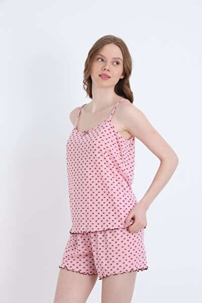 ELİTOL Jacquard Viscose Thin Strap Women's Shorts Set