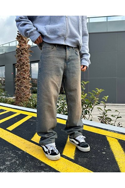 DIRECTIVE JEANS Men's Baggy Loose Fit Denim Trousers Jeans Blue Gray Tinted