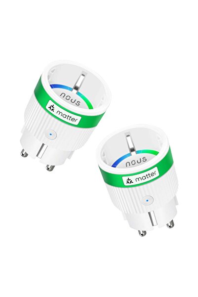 Nous Set of 2 A8M Smart Sockets, Wi-Fi, Matter, 16A, Energy Consumption Monit...