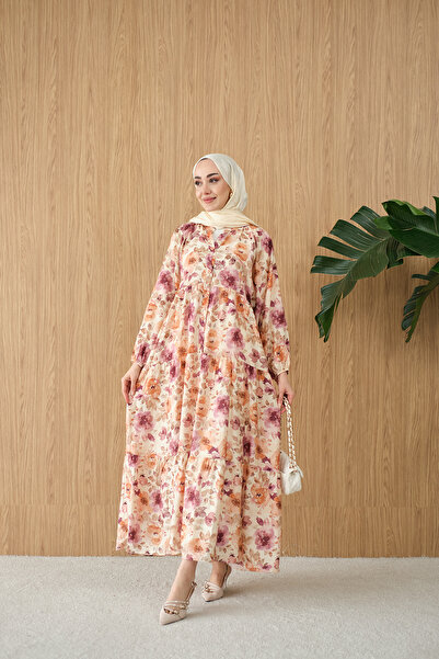 LOCCO Жіноча сукня з м'яким квітковим візерунком, сливового кольору