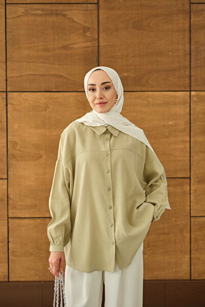 LOCCO Women's Belted Waist Tie Shirt Water Green