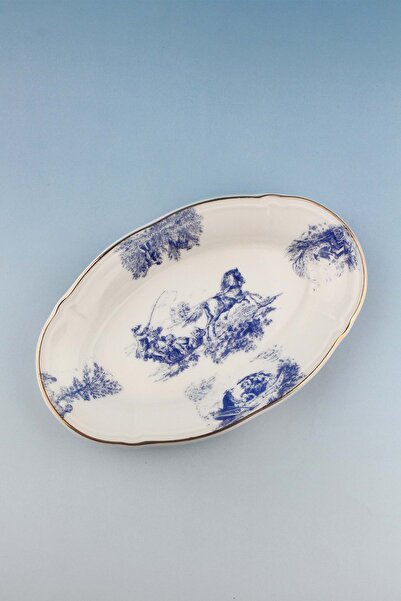 Bursa Porselen Dekor Blue English Porcelain Boat Plate