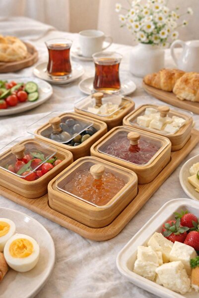 Parla BAMBU 6LI KAPAKLI KAHVALTILIK KARE STANDLI