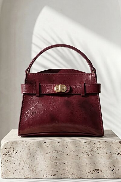 InStyle Lock Detail Cross Strap Claret Red Bag