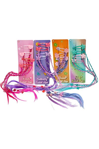 JPT Set de 4 agrafe de păr împletite pentru extensii