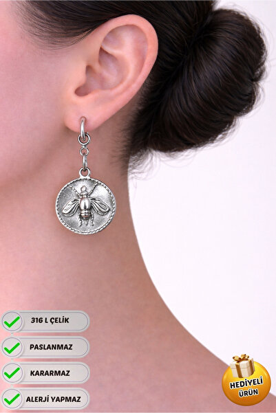 Piercing Market Steel & Silver Steel Special Design Dangle Gift Bee Couple Ea...