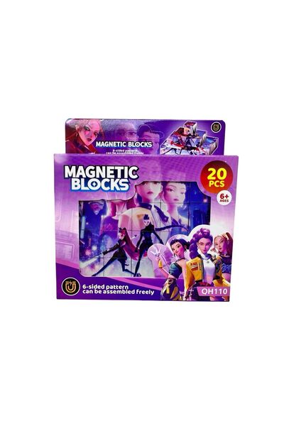 JPT Set de cuburi magnetice puzzle, 20 de piese, pentru copii