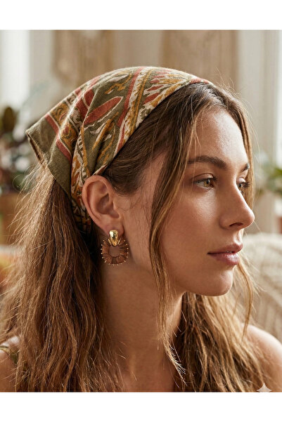 FiveStudio - أقراط نسائية من القش على الطراز البوهيمي - لون ذهبي معدني وملمس خاص