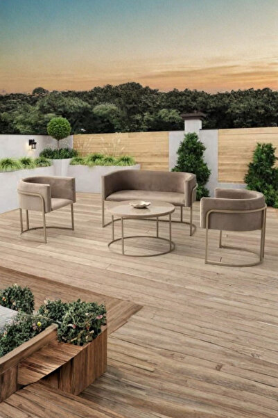 Savita Home Reyhan Çay Seti Zeta Sehpa Bronz Cam 80 cm Cappuccino Byfc05 Şık ...