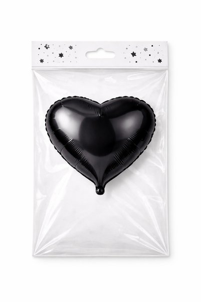 Happyewent Set of 3 Black Heart Foil Balloons (18 Inches / 45 cm)