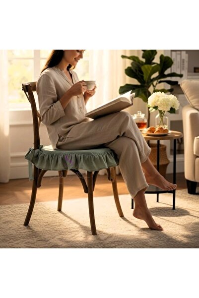 shules collection Pernă pătrată pentru scaun, lucrată manual, verde mentă, di...