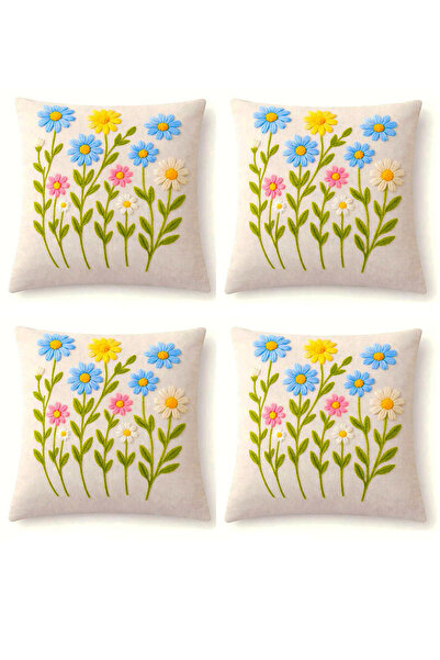 Bumedo Decorative Floral Patterned Cushion Cover 42X42 cm |   3D Digital Prin...