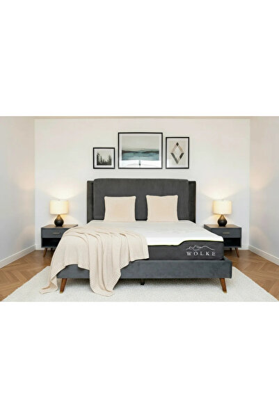 MarketMob Pat Lyra 180x200 cm Tapitat Catifea Gri Somiera Inclusa ML 2432