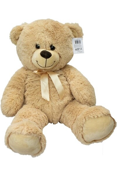 JPT Γιγάντιο Βελούδινο Αρκουδάκι 62 εκ., Κρεμ Σατέν Φιόγκος