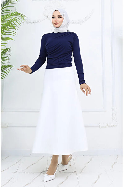 sefamerve بلوزة بياقة مدورة باللون الأزرق الداكن 71264-04