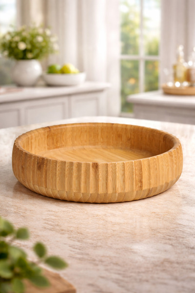 FBA Home Decor 22 cm Bambu Kase – Doğal Ahşap Salata ve Sunum Kasesİ