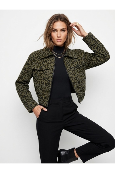 Cream&Rouge Leopar Desen Bomber Ceket