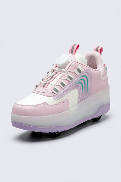 LETAO Kız Çocuk Hibrit LED Işıklı 4 Mkaralı Kolay Giyim Tekerlekli Paten Ayak...