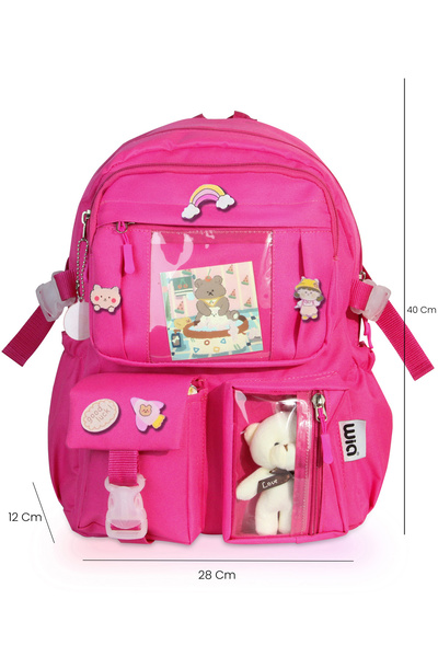 Wia Kawaii Korean Style Multi-Eyed Backpack with Teddy Bear