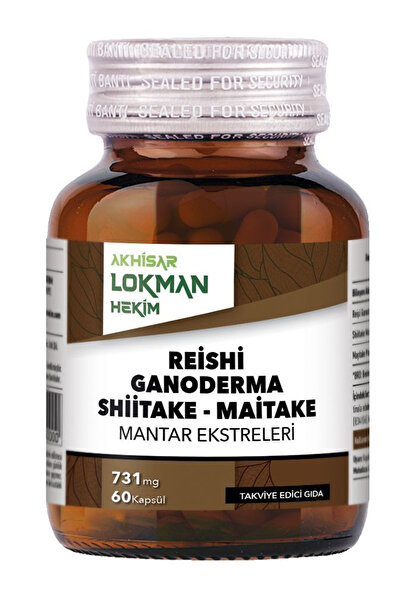 Akhisar Lokman Hekim Reishi Ganoderma Shiitake Maitake Ekstraktı 731 mg 60 Ka...