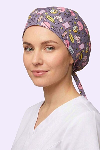 Viridi Medical Fashion MEDİKAL DESEN MOR CERRAHİ KLASİK BONE