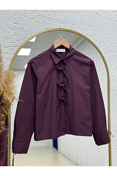 MİHRA STORE Κοντό πουκάμισο Lidya με διακοσμητική λωρίδα μπροστά - BN4382 Βου...