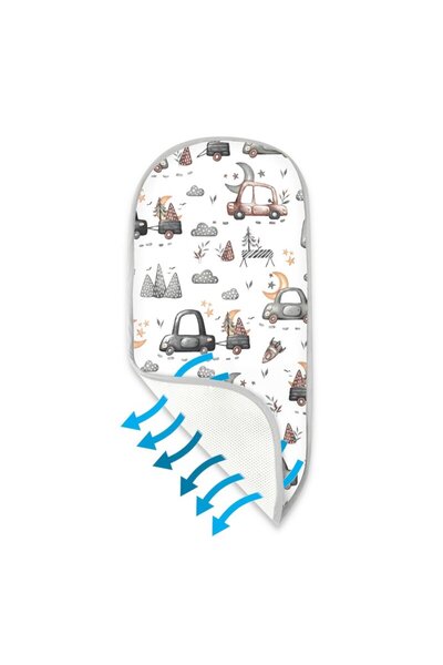 MimiNu Anti-sweat pram insert, MimiNu, 3D mesh, Design, Cars Grey