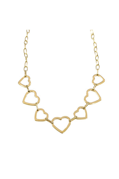 Güler Yüzlü Silver Steel Heart Necklace Gold 40+5 cm