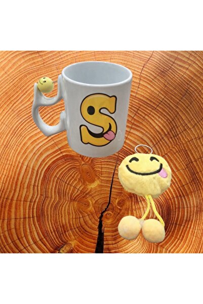 LADİJİTAL BASKI ÇÖZÜMLERİ Letter Emoji Smiley Face Cup and Keychain