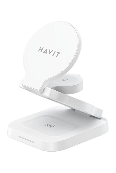 Havit W3038 Katlanabilir 3'ü 1 Arada Kablosuz Şarj Cihazı 15W - Beyaz