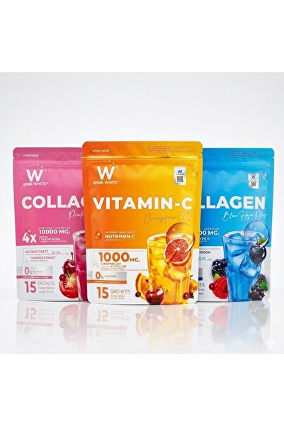 Wink White مجموعة التوهج الثلاثية النهائية: أكياس مكملات وينك وايت+ مع الكولا...