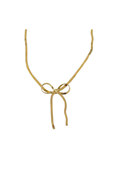 Güler Yüzlü Silver Steel Italian Bow Pendant Gold 40+5 cm