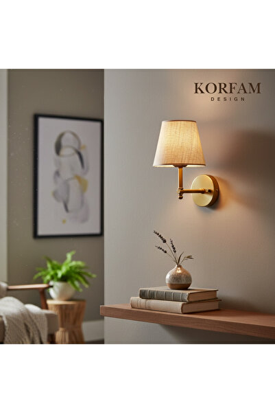 KorFam Krem Pvc Kumaş Başlık Kablosuz Pilli Aplik