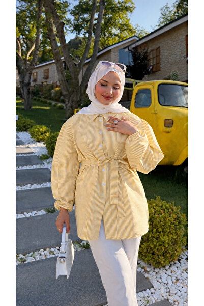 lurex moda Tie-Up Striped Shirt