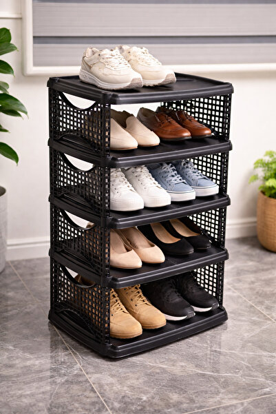 TİBOX PATRON ÇILDIRDI FABRİKADAN HALKA 5 Katlı Ayakkabılık Plastik Büyük - Si...