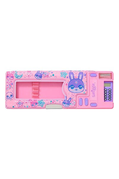 SMIGGLE ροζ κουτί μολυβιών με κουνελάκι και αυτόματη αριθμομηχανή