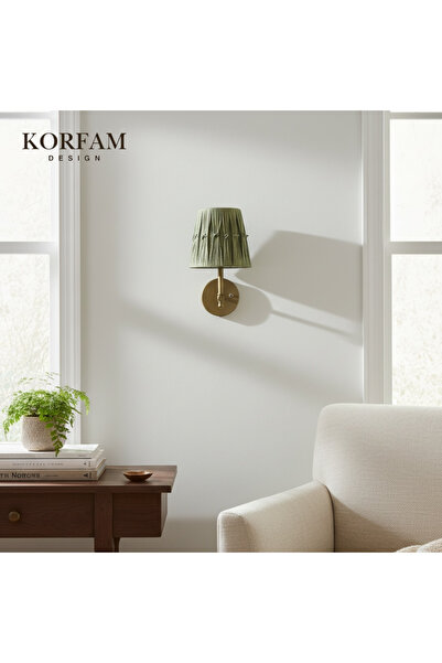 KorFam Yeşil Rafya Başlık Kablosuz Pilli Aplik