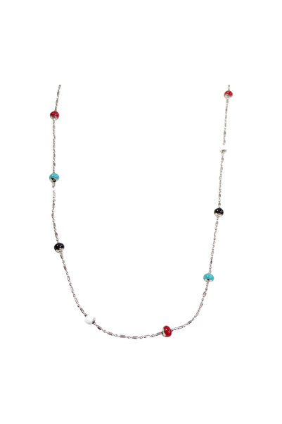 Güler Yüzlü Silver Xuping Mineli Colorful Chain Necklace 45 cm White