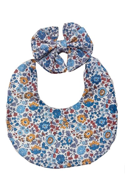 Bambimici - Luna Ribbon Headband & Baby Bib Set - Floral Blue