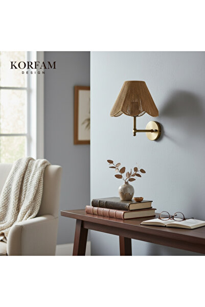 KorFam Rosalinda Aplik - Kahverengi Çiçek Şeklinde Kablosuz Pilli Aplik