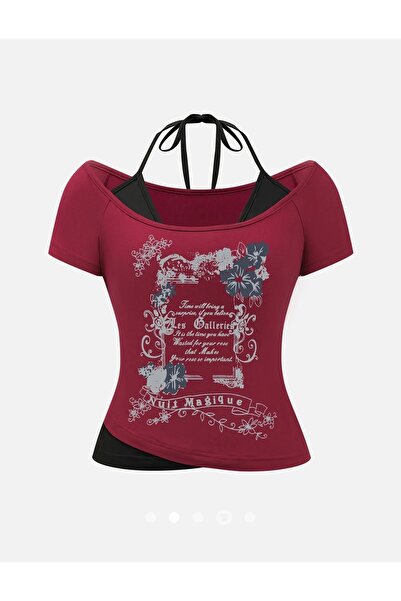 Köstebek Bluză cu șireturi Nuit Magique, roșu burgundă