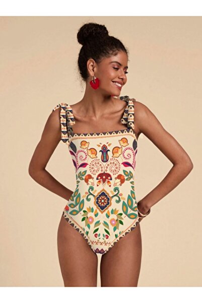 The Casius. One-piece swimsuit for women, Chic design, beige color