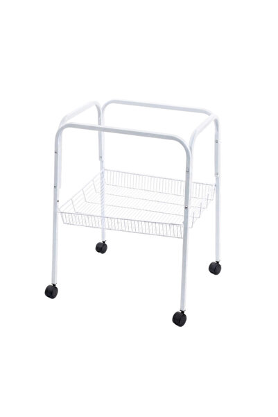 Dayang C2 Mobile Cage Stand – White Metal on Wheels – 52x44x70 cm