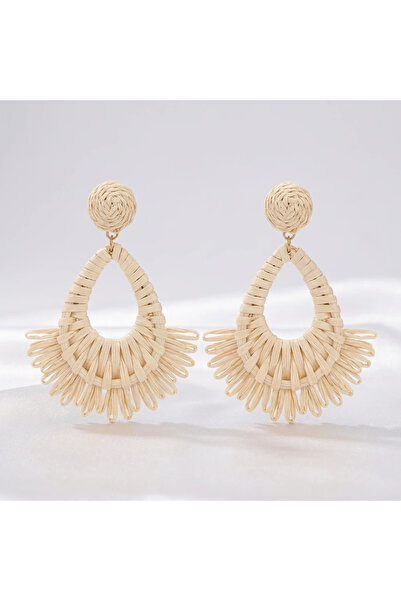 Dorvina Straw Women's Earrings Cream Color Dangle Drop Bohemian Summer Women'...