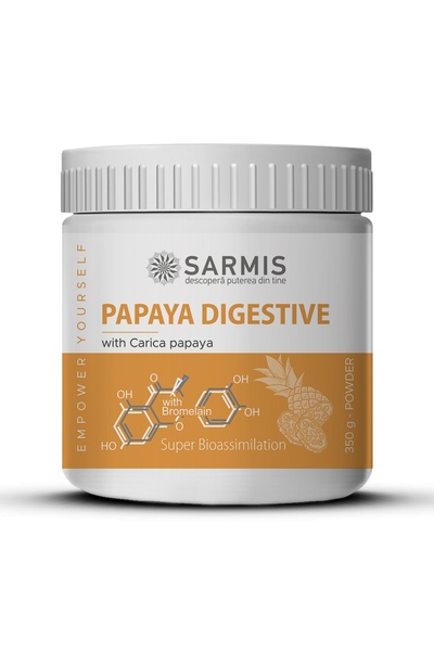 Sarmis Evolution Papaya Digestive cu Bromelaina - pulbere - 350 g pentru dige...