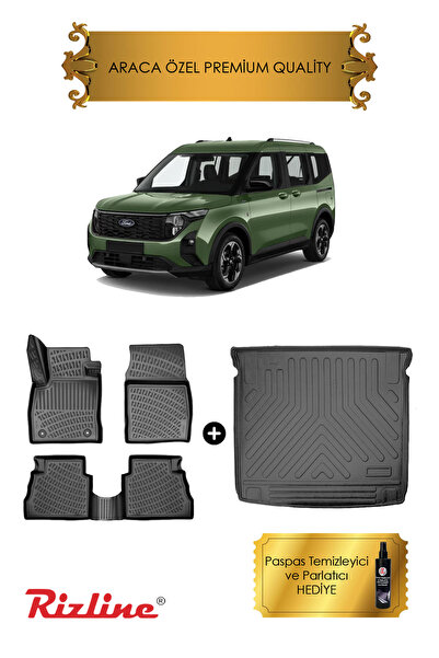 Rizline Ford Tourneo Courier 2025 - 2026 Sonrası 3D Havuzlu Paspas & Bagaj Ha...