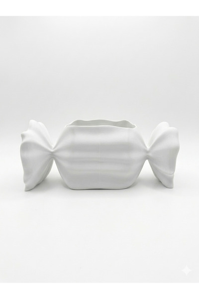 LİNKA3D Bayramlık Şeker Tabağı - Kase Şeker şeklinde BEYAZ