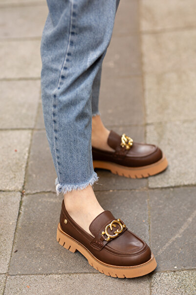 Mammamia ERN-03765 Hakiki Deri Saraçlı Tokalı Eva Taban Loafer Ayakkabı
