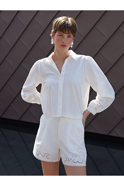 LC Waikiki Peak New Season Openwork Embroidered Women's Shorts